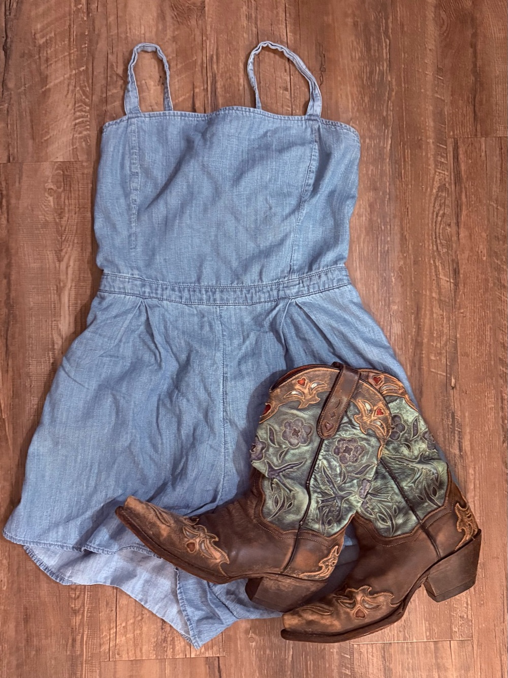 Hollister Light Blue Denim Romper
